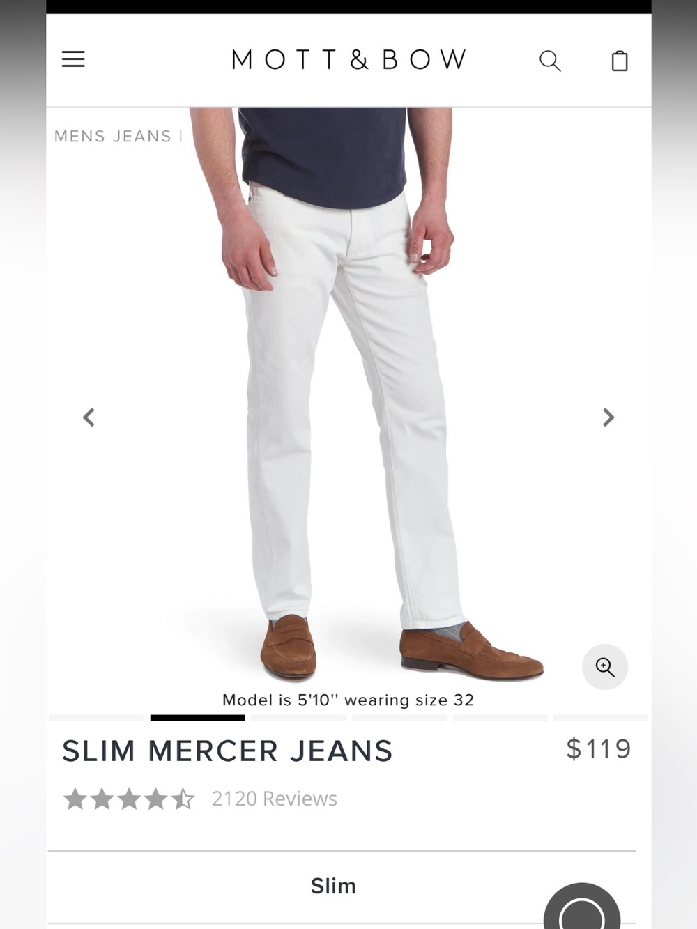 Mott & Bow Slim Mercer Jeans — White